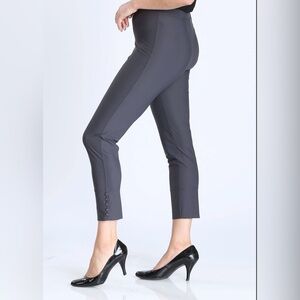 IC Collection by Connie K Button Hem Slim Crops in Charcoal Gray Size Medium